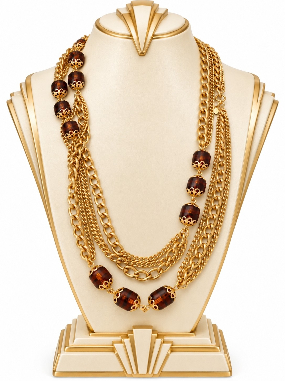 Vintage 1972 Golden Lanterns Sarah Coventry Gold Tone Station Necklace
